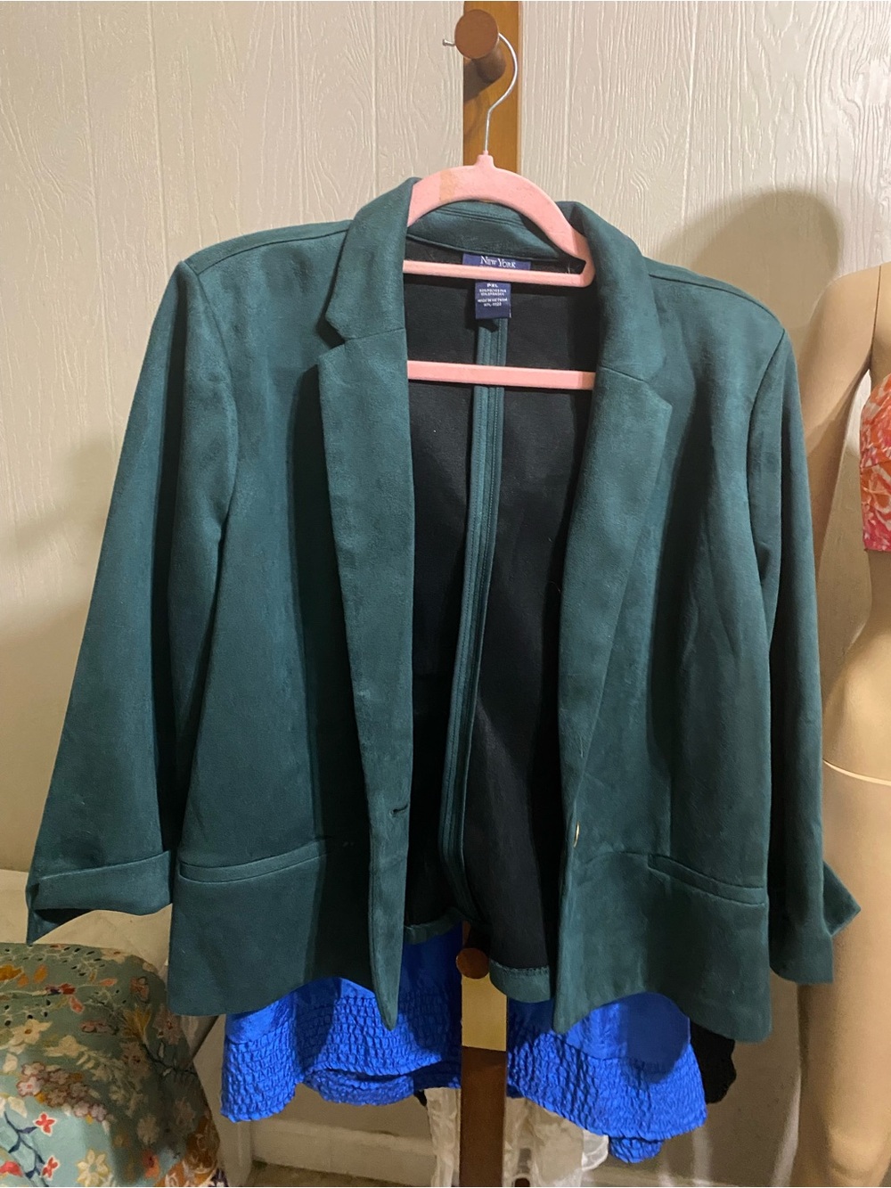 New York & Company Forest Green Open-Front Women's Blazer